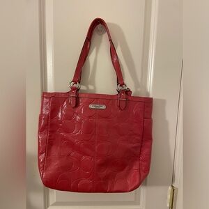 Coach Gallery Embossed Patent Leather Rose Pink Shoulder Bag Tote Purse